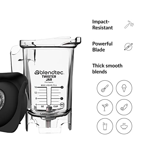 Blendtec 37 Oz Twister Jar, Spectacula Spatula And Mini Gripper Lid - Replacement Blender Jar Set For Shakes, Smoothies, And Thick Blends - Compatible With Blendtec Blenders - 16 Oz Blending Capacity #TOP4