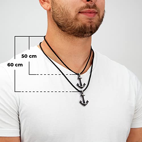 Serasar Mens Leather Chain Leather Necklace With Pendant - 60Cm Black - Leather Cord Chain With Mens Jewelry Box - Genuine Leather - Mens Gift - Mens Leather Necklace #TOP3