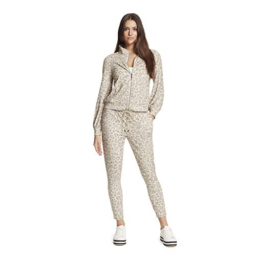 Skinnygirl womens Pauly Funnel Neck Zip Up Jacket, Leopard Gala Safari, Medium US
