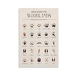 MAIHAIBAO Woodland Animal Tracks Canvas Wall Art - Educational Forest Field Guide Poster - Rustic Nature Nursery & Kids Room Decor - 12x18 Inch (Unframed)