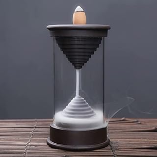 REAWOW Hourglass Backflow Incense Burner Waterfall Incense Holder Free with Incense Cones Smoke Fountain for Home Office Decor Eliminate Odors and Purify Air