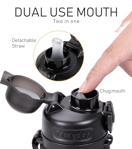 TakeToday Collapsible Water Bottles 20oz, Leak Proof, BPA-Free, Foldable Silicone Travel Water Bottle with Straw Strap for Cycling, Hiking, Outdoors 5