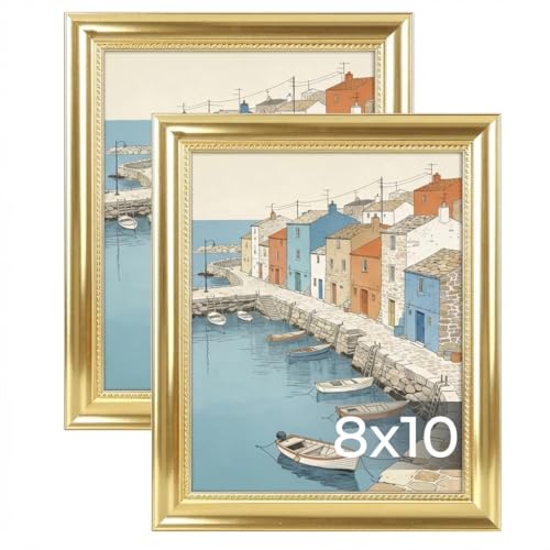 Giftgarden 8x10 Picture Frame Gold, Elegant Brushed Gold Fin