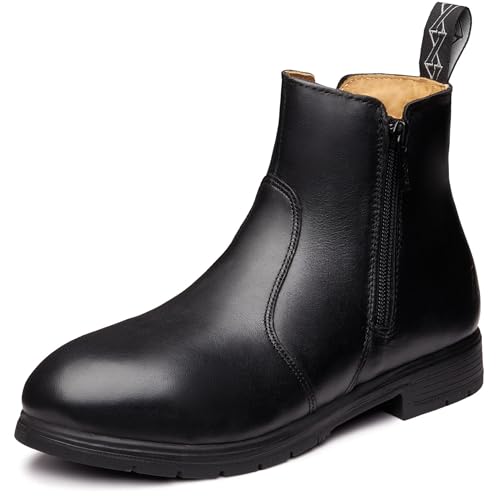 Xena Workwear Omega EH Steel Toe Women's Chelsea Work Boots, Slip Resistant, ASTM F2413-24 Certified, OSHA Compliant, Electrical Hazard EH, Full-Grain Leather, Stylish Black, 10