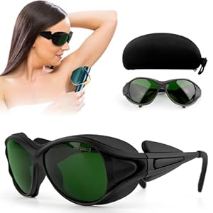 red mitochondria Schutzbrille IPL 200NM-2000NM Laser Schutzbrille für HPL/IPL Haarentfernung, V Schutzbrille mit UV-C-Schutz IPL Haarentfernungsgerät Brille für Laser Kosmetologie Bediener