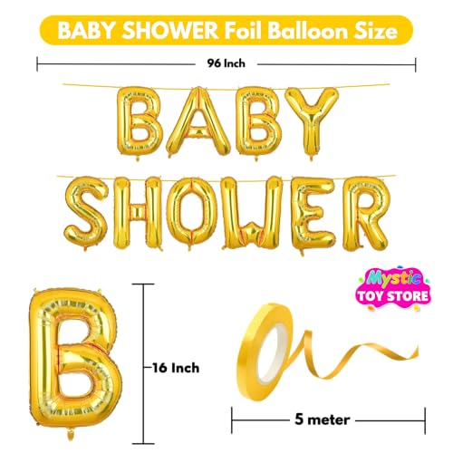 Image of Baby Shower Banner Gold for Home Foil Balloon Decoration Decor Celebration Golden