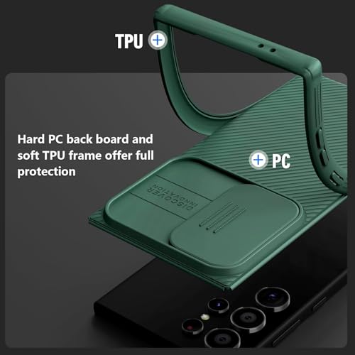 Image of Nilkin Classic Series Compatible for Samsung S25 Ultra Case with Camera Cover, [Camera Lens Protector] [Scratch-Resistant] [360 Full Protection] Shockproof Slim Phone Case (Green, S25 Ultra)
