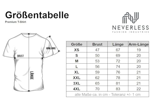 Neverless® Herren T-Shirt Fuchs Fox Wald Tiermotiv Logo Print Badge Fashion Streetstyle Denim-Blue L