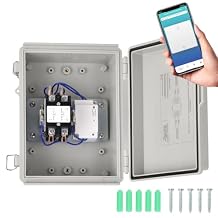 Outdoor Smart WiFi Outlet Box, Zuomeng Heavy Duty 50A Resistive 240VAC 40A 10HP Wireless Pool Pump Heater Control, Remote & Voice Control, Compatible with Smart Life Alexa Google Home