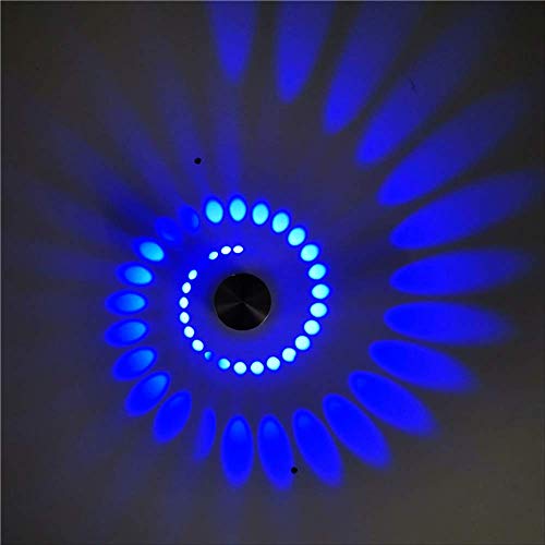 Aplique LED de pared con luz azul de 3W y diseño espiral creativo para interior