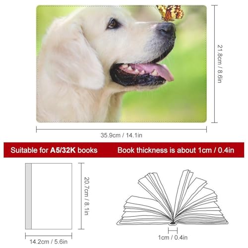 Couverture carnet A5 Golden Retriever cuir synthétique anti-usure pour notes protégées