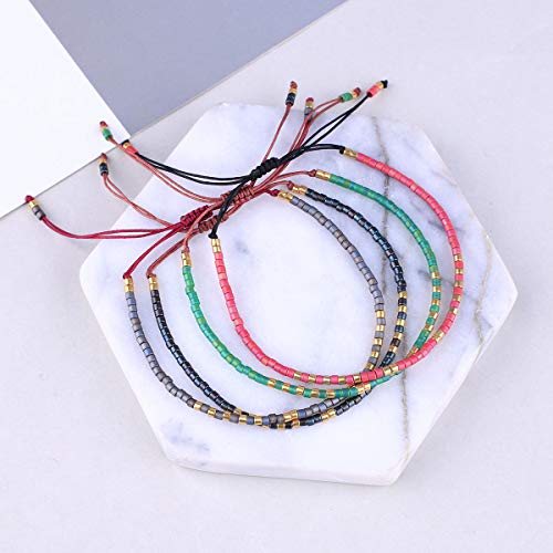Image of C.QUAN CHI Handmade Friendship Beaded Bracelet Adjustable Colorful Miyuki Beads Bracelet