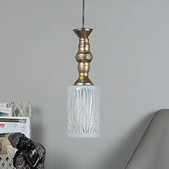 Booming Home Hanging Pendant Ceiling Light with Luster Glass for Indoor & Outdoor (Antique Golden) (Bulb Not Included)