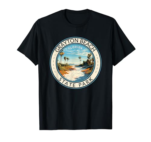 Grayton Beach State Park Florida Travel Art Badge Vintage T-Shirt