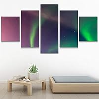 SIGNWIN 5 Panel Canvas Wall Art Astronomy & Space Contemporary Cosmic Dramatic Green Group Photography Realism Ultra for Home Decorations Ready to Hang - 60