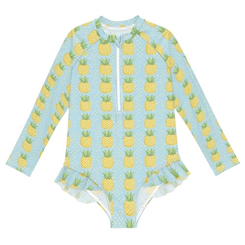 Pineapple Fruit Girls Long Sleeve Rashguard Swimsuit UV Protection One-Piece Swimwear Bathing Suit B0403671