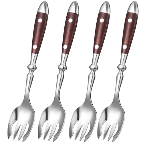 SOLUSTRE 4pcs Sporks Stainless Steel Reusable Metal Spork Ice Cream Spoons Salad Forks Flatware Set Fruit Appetizer Dessert Forks