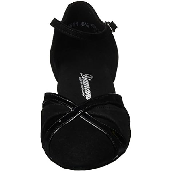 Diamant Donne Scarpe da Ballo 142-014-008 - Pelle Scamosciata/Vernice Nero - 4,2 cm Spanish - Largo - Made in Germany