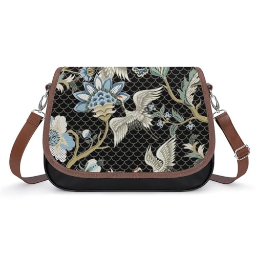 Sac à main grues japonaises en cuir élégant pour femme