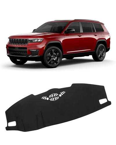 FIILINES Dash Cover for Jeep Grand Cherokee L 2021-2025(Not Fit Jeep Grand Cherokee), Dashboard Mat Cover Sunshade Nonslip Mesh Protector No Glare Black
