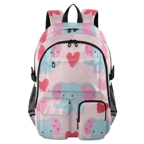 Mochila de escuela con gran capacidad de 17.5" y diseño ergonómico de elefantes