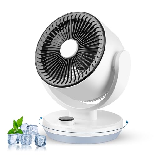 Vitalz Fan for Bedroom, Desk Air Circulator Fans,Efficient Cooling & Circulation, Powerful Airflow Table Oscillating Fan with 3 Speed, 90° Adjustable Tilt Home,Offoce