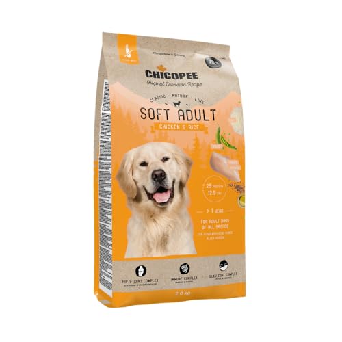 Chicopee Classic Nature Line | Soft Adult | Hundefutter halbfeucht | Mit Huhn & Reis | Weizenfrei & Soft-Krokette | Bedarfsgerechtes Life-Cycle-Konzept | Inspiriert von der Natur Kanadas | 2 kg