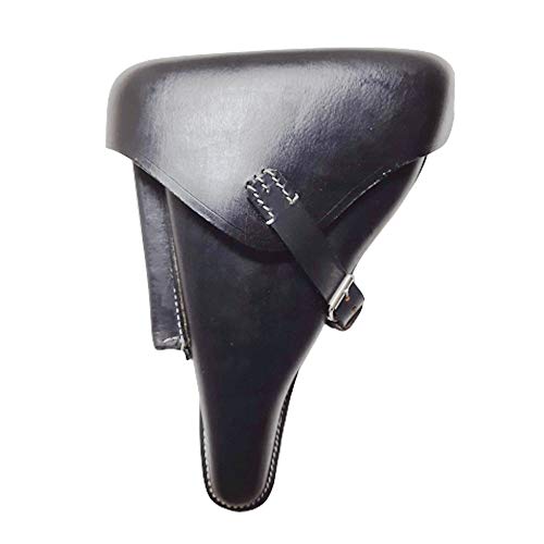 Warreplica WW2 German P08 Luger Hardshell Leather Holster|Left Handed|Black Reproduction for 9mm P.08 Models - Authentic Historical Military Gear for Reenactment, Display & Collector Rifle Restoration