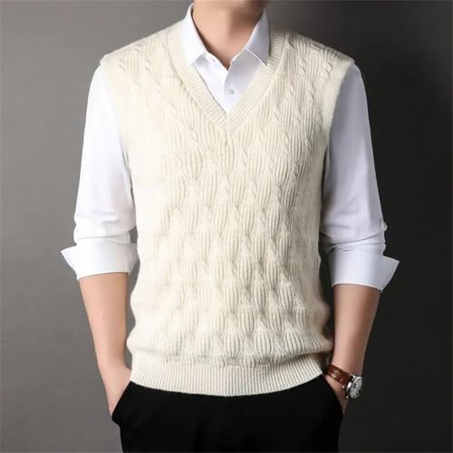 Men Vintage Business Knitted Sweater Vest Solid V Neck Sleeveless Loose Pullover Waistcoats3