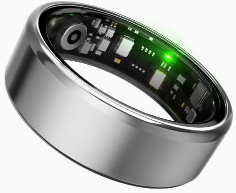Smart Health Ring for Women Men Fitness Tracker with Heart Rate, Blood Oxygen, Blood Pressure, Sleep Monitoring, Step Counting, for iOS and Android (Silver, 10)