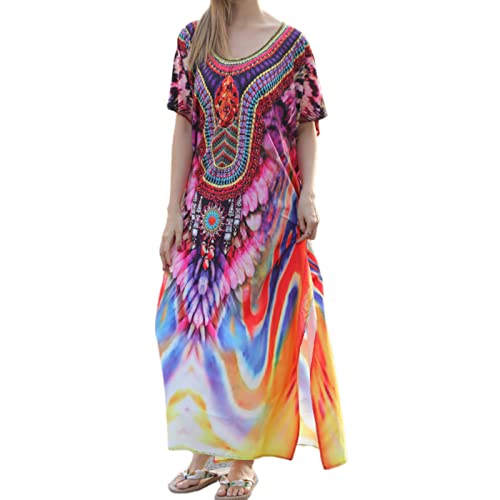 Robe de vacances ample pour femme pour le soleil long caftan surdimensionné imprimé ethnique