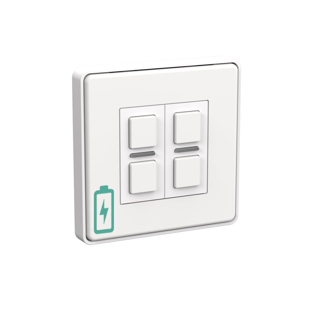 Lightwave Wire-Free Scene Selector (4 Button) White Metal - Battery Powered, Multi-Press Built-In