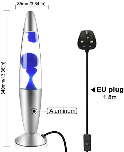 DoRight Soothing Motion Lava Lamp Classic 25W Retro Lava Lamp for Relaxation 13 Motion Wax Liquid Mood Light with BS Plug Bullet Shape Lamp for Bedroom, Home, Aluminum(Blue Wax)