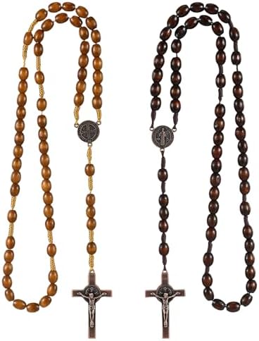 2 Piezas Collar Rosario Cruz Católica,Rosarios