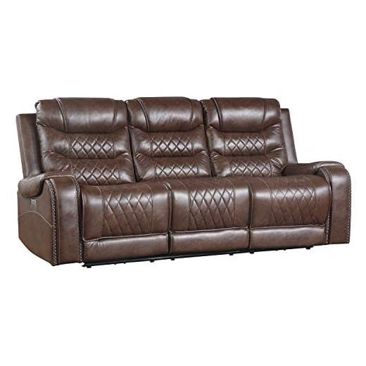 Lexicon Noura Power Double Reclining Sofa, Brown