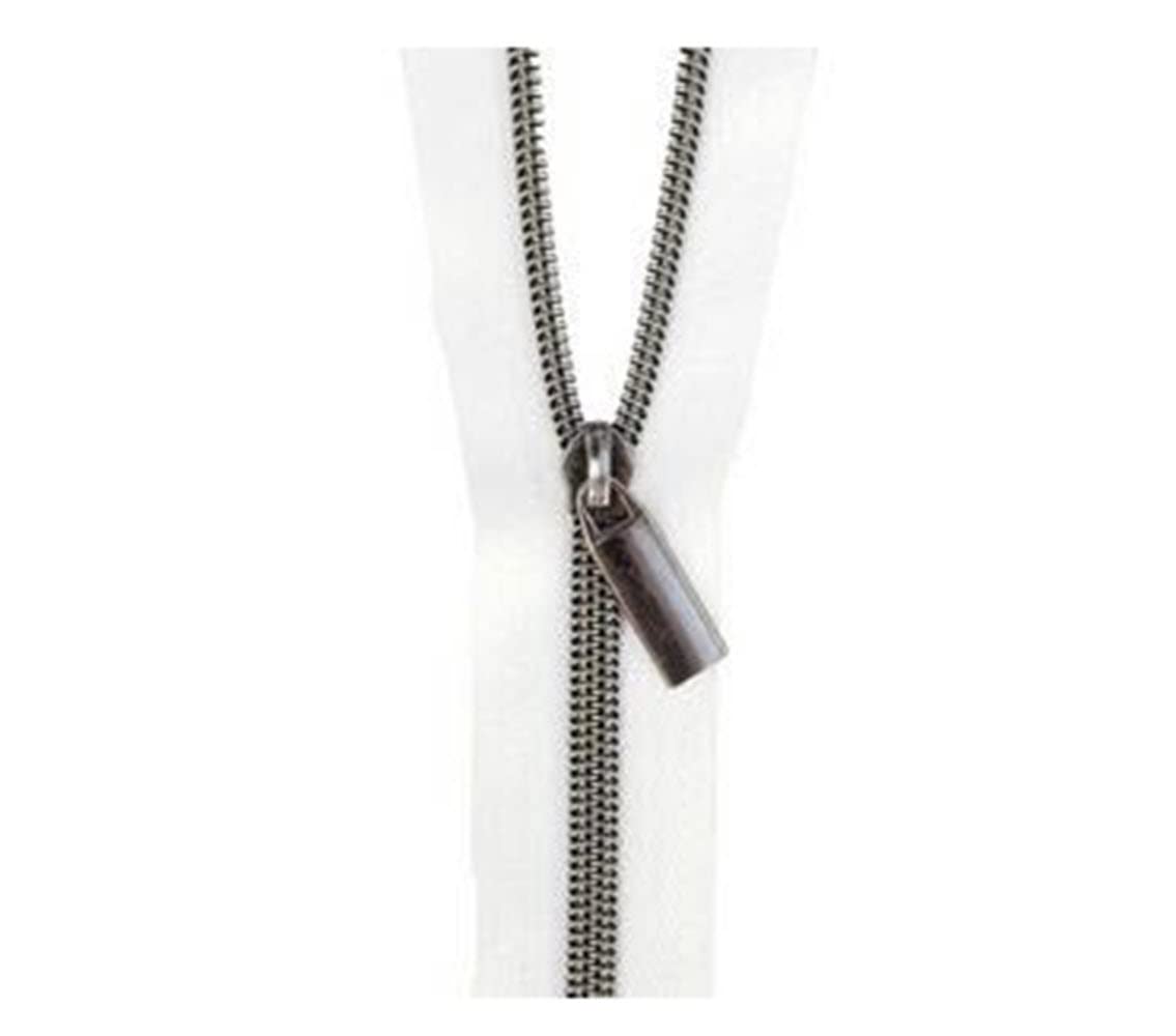Sallie Tomato Zipper, White Tape Black Teeth