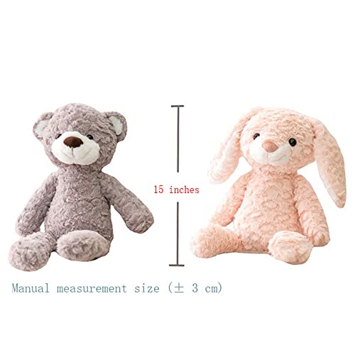 Gudves Forest Animal Plush Stuffed Toy - 15 Inch Soft Plush Rabbit Bear Dog Unicorn Elephant Realistic Interactive Plush Toy - For Animal Themed Parties (White Rabbit) #TOP3