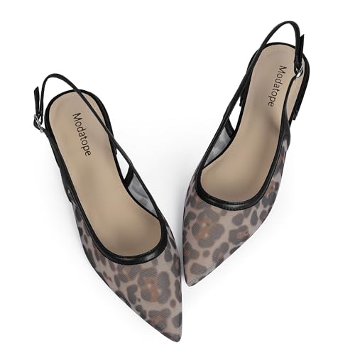 Image of Modatope Slingback Flats for Women Pointed Toe Ballet Flats Classic Low Heel Sandals Dress Shoes