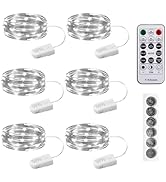 SINAMER 6PCS White Fairy Lights Battery Powered with Timer, 7ft 20LEDs Twinkle Mini Lights with R...