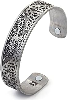 Lemegeton Yggdrasil World Tree of Life Bracelet Health Care Stainless Steel Cuff Bangle Bracelet for Men (Antique Copper)  (Antique Silver, Alloy)