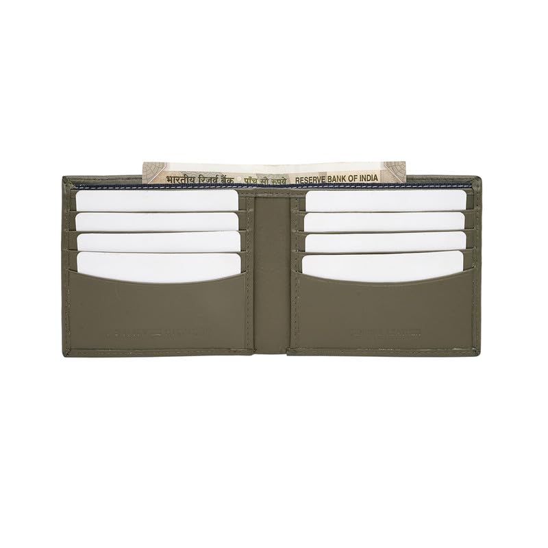 Image of Tommy Hilfiger Men's Slimfold Wallet Elgon - Olive | Embossed Leather | Global Coin Pocket | Stylish Purse for Men