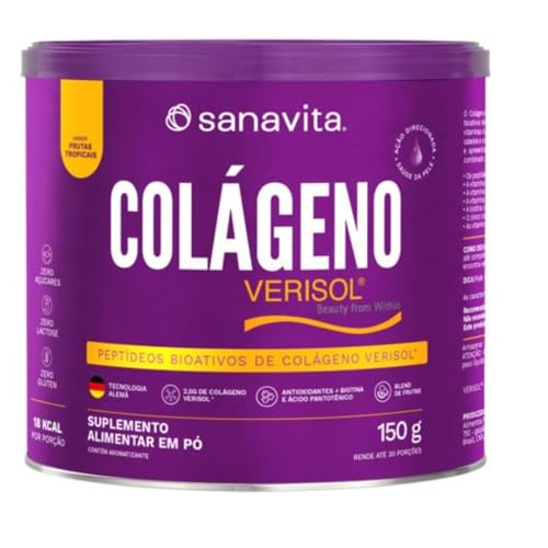 Sanavita Colágeno Hidrolisado Verisol - Pele e Cabelos - Frutas Tropicais - 150g