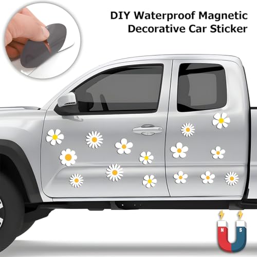 Image of Zpana Car Flower Magnet Decals, 24PCS Magnetic Funny Stickers for Vehicle Bumper Mirror Window, Cute Automotive Exterior Retro Decoration Accessories, Universal for SUV, Truck, RV(Style C)