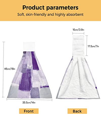 Hanging Kitchen Towels Abstract Square Graffiti With Purple And Gray Paint Hand Towel Soft High Absorbent Dish Cloths Tea Bar Towels For Bathroom Home Laundry Room Tabletop 2 Pcs #TOP2
