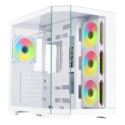 Itek Case DARK CAVE AKU - Gaming Tower - ATX - 4x12cm ARGB fan - USB3 & Type-C - parete laterale e frontale in vetro temperato - Ed. Bianca