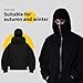 Unisex Balaclava Ninja Zipper Hoodie, Double Hooded Hoodie with Mask, Fashion Double Ski Mask, Y2k Jacket (Dark Blue,XX-Large)