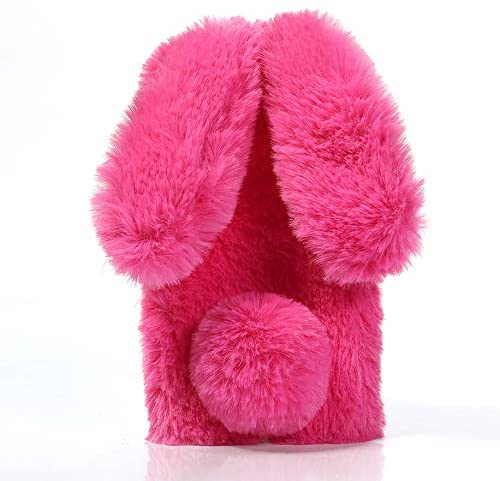 Everainy Compatible for Oppo A54 5G/A74 5G/A93 5G/A93S 5G Case Silicone Furry Plush Cute Bunny Ears Soft Bumper Pretty Diamond Warm Fluffy Rabbit Funny Cover Shockproof Rubber Protective (rose red)