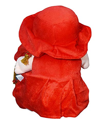 Image of Yellow Plush Doll Set, Stuffed Toy Dolls with Braided Hair and Sun Hats, Mother Daughter Matching Outfit, Girls Gift (Purple,Red,Pink and Yellow) (Red)