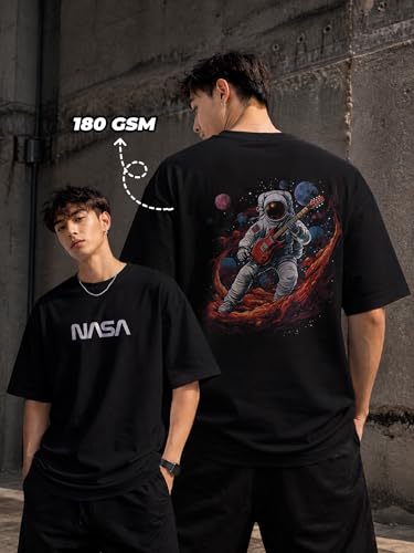 Image of fanideaz Mens Oversized Printed Half Sleeve Branded Cotton T-Shirt for Mens || Back Printed t Shirts for Men || Oversized t Shirts for Men