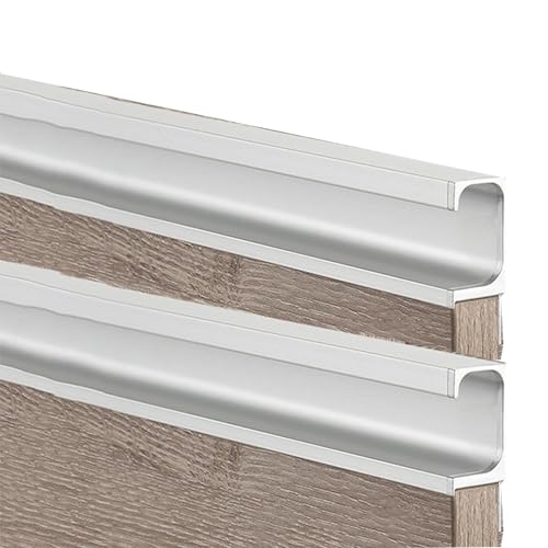 2 Piezas Manijas Invisible Manillas Cajón Aluminio Tiradores Armario Oculto Perilla Tocador Forma de G,Asas gabinete mango Cocina,picaportes Dormitorio Sin ranuras (400mm,Plata)